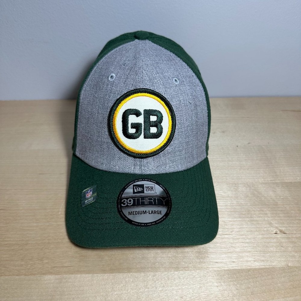 Green Bay Packers Baseball Hat Cap New Era 39Thirty Stretch Fit Gray Green